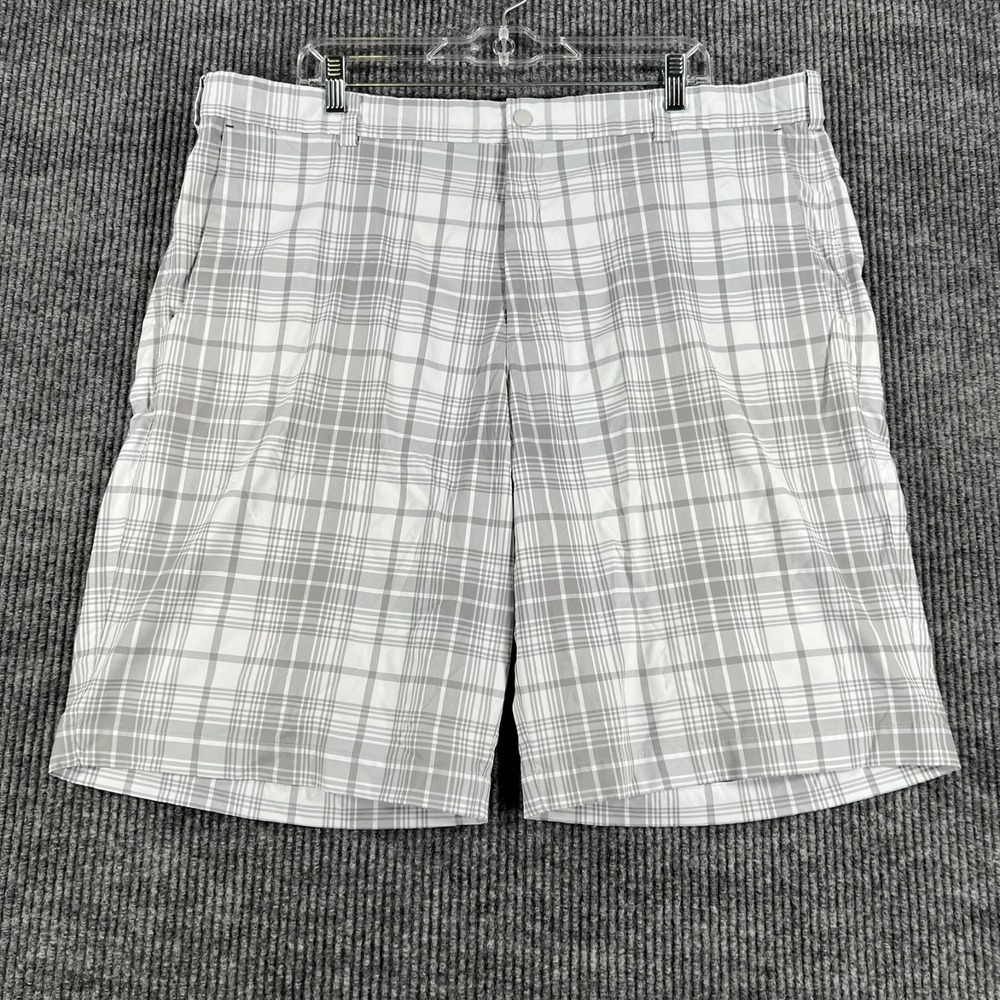 Nike Golf Dri Fit Shorts Mens Size 40 Gray Plaid Chino Performance Casual